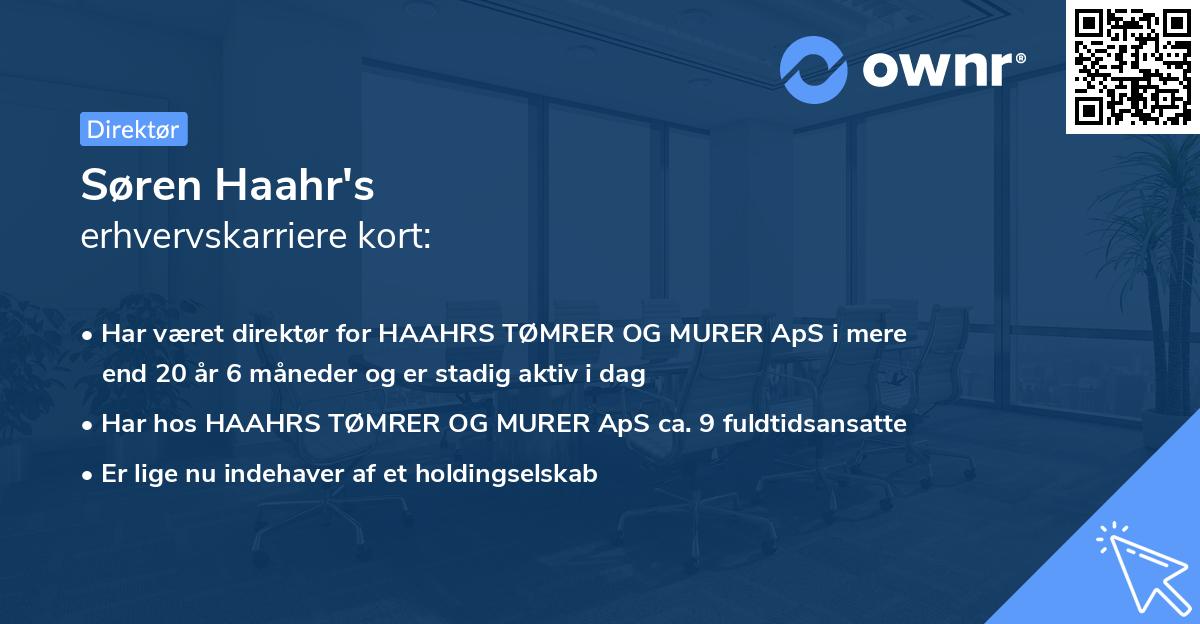 Søren Haahr's erhvervskarriere kort