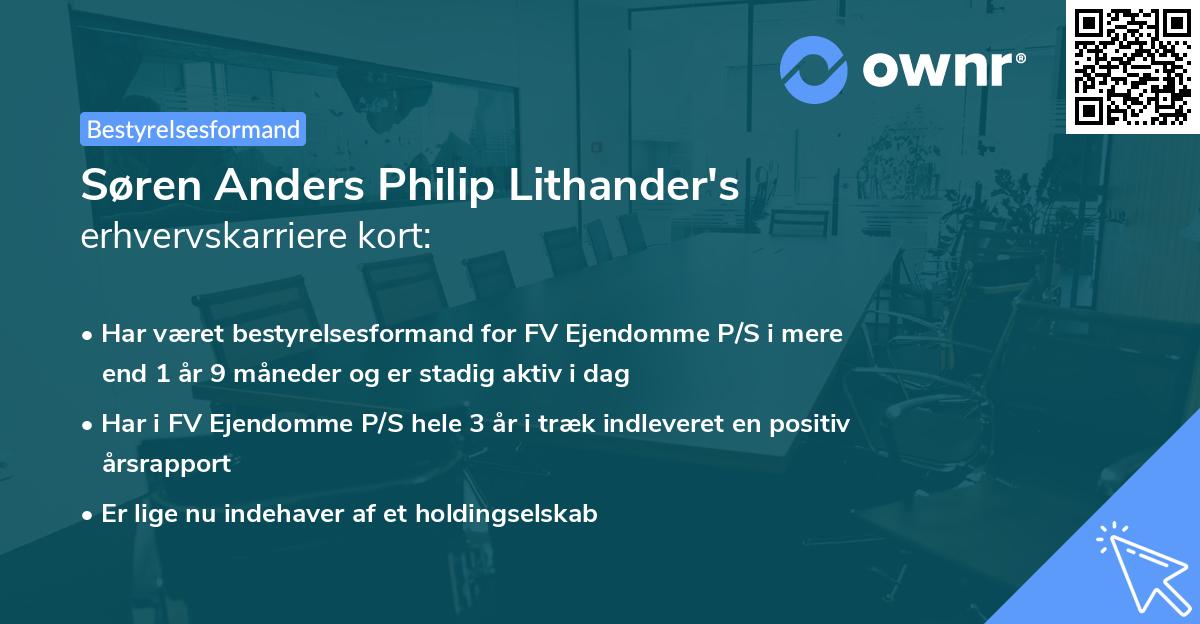 Søren Anders Philip Lithander's erhvervskarriere kort