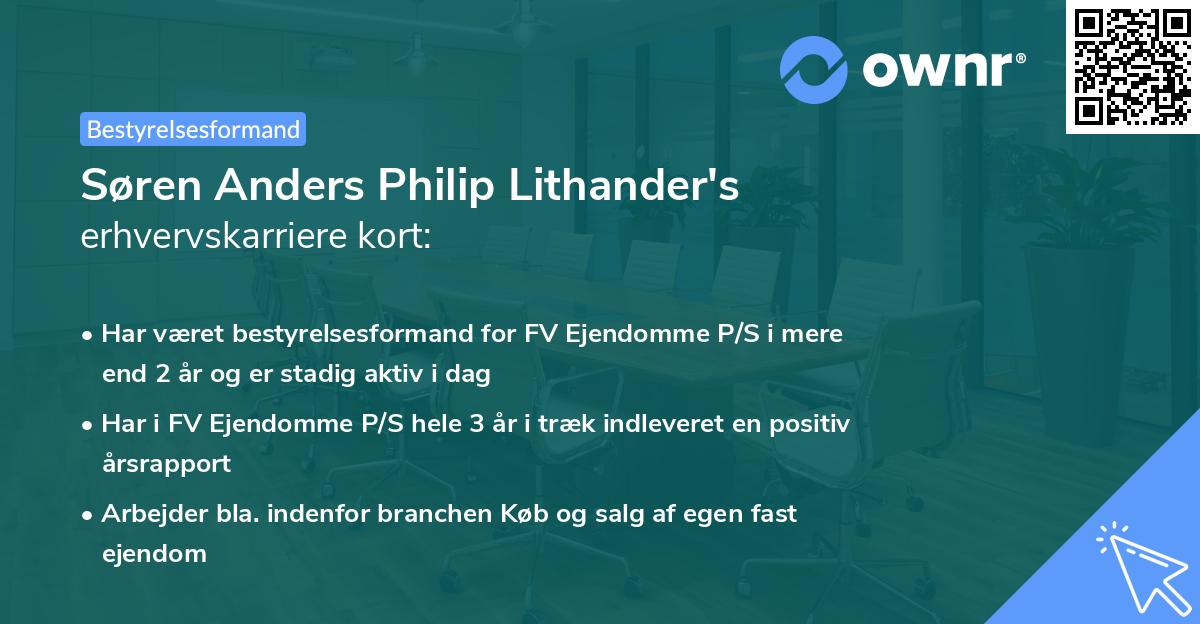 Søren Anders Philip Lithander's erhvervskarriere kort