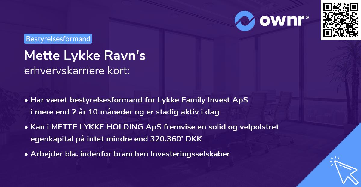 Mette Lykke Ravn's erhvervskarriere kort