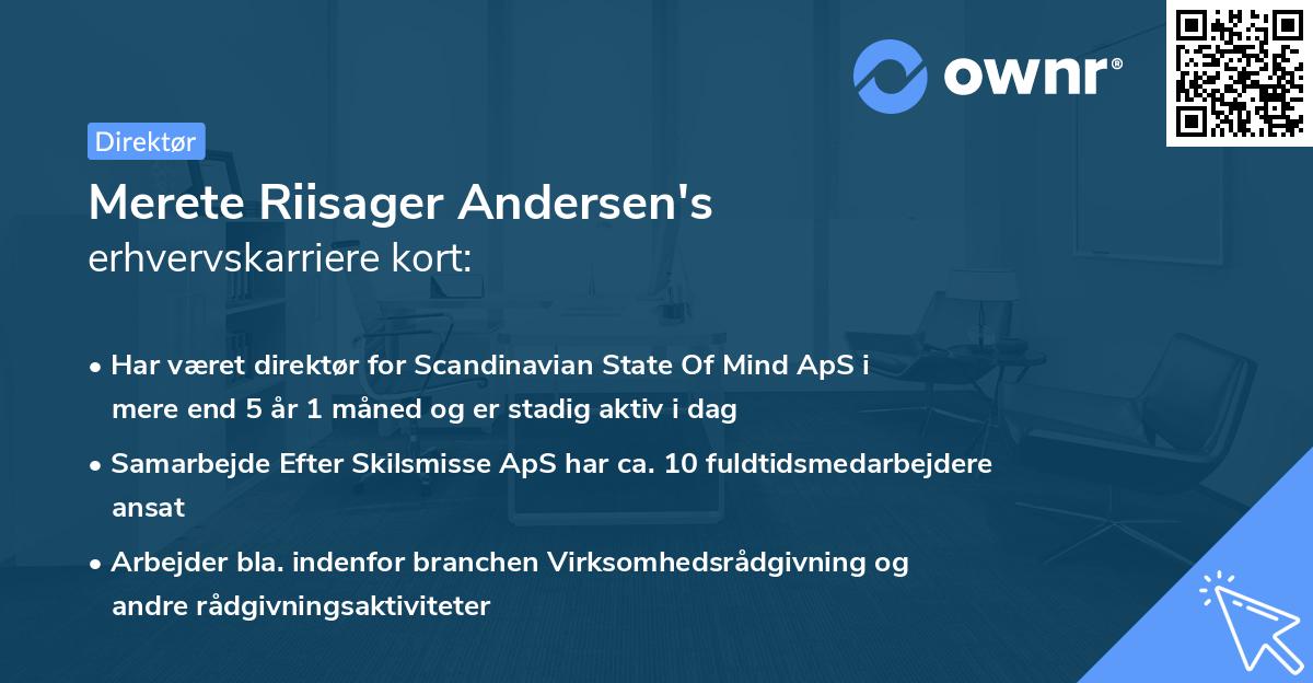 Merete Riisager Andersen's erhvervskarriere kort