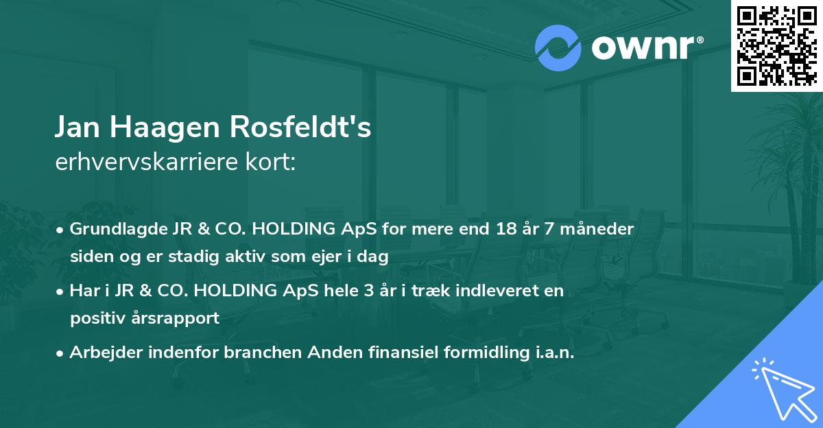 Jan Haagen Rosfeldt's erhvervskarriere kort