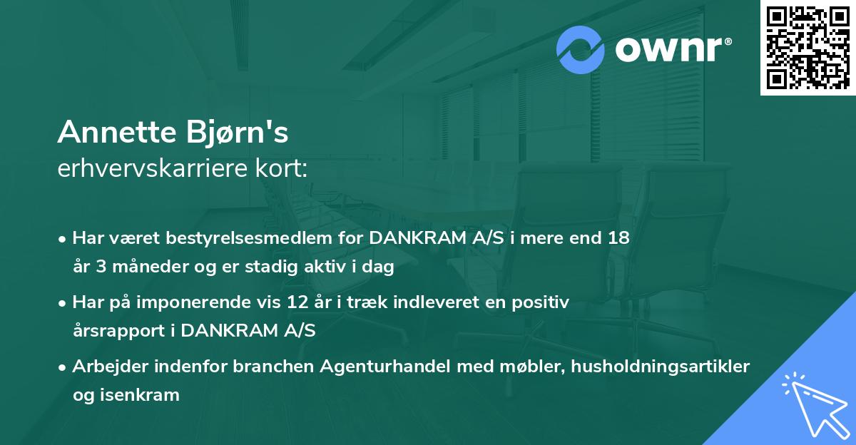 Annette Bjørn's erhvervskarriere kort