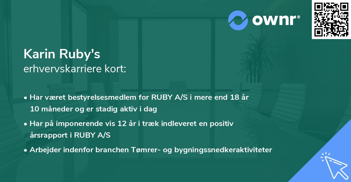 Karin Ruby's erhvervskarriere kort