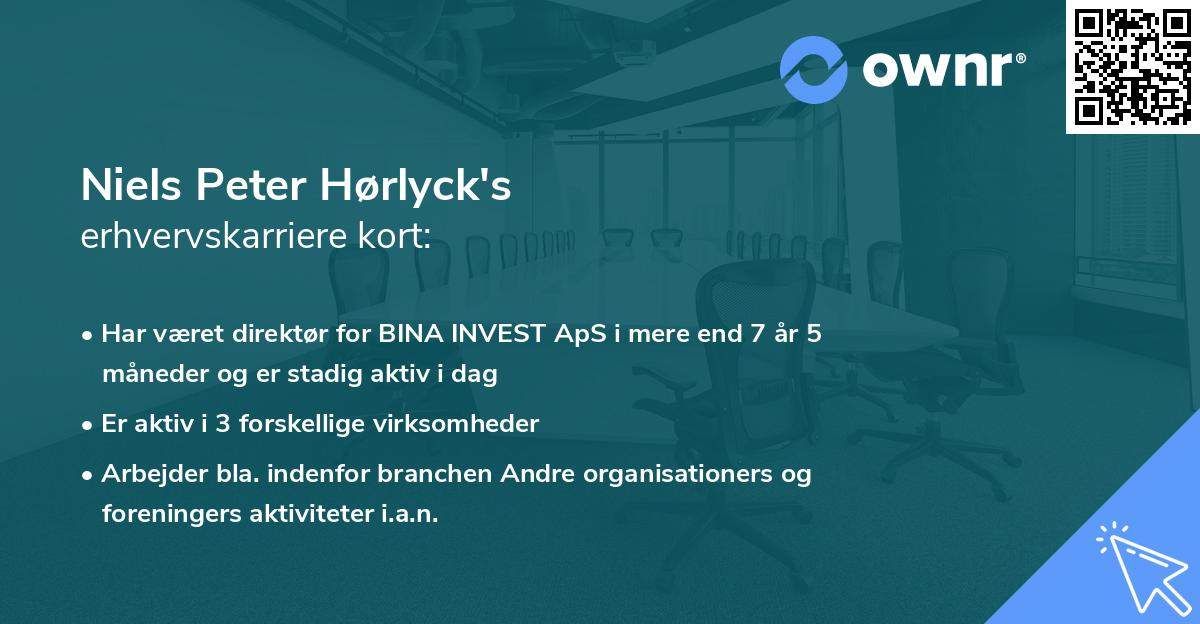 Niels Peter Hørlyck's erhvervskarriere kort