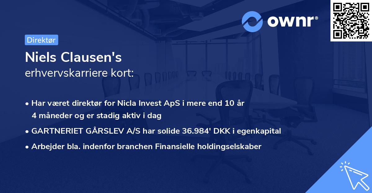 Niels Clausen's erhvervskarriere kort