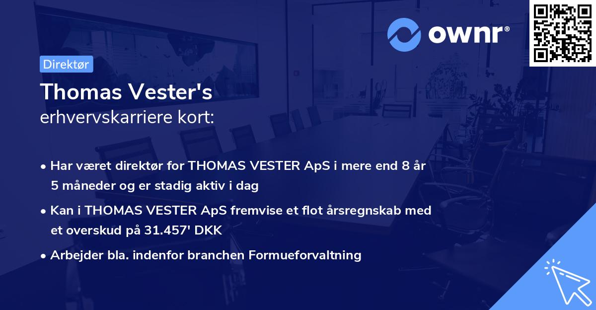 Thomas Vester's erhvervskarriere kort