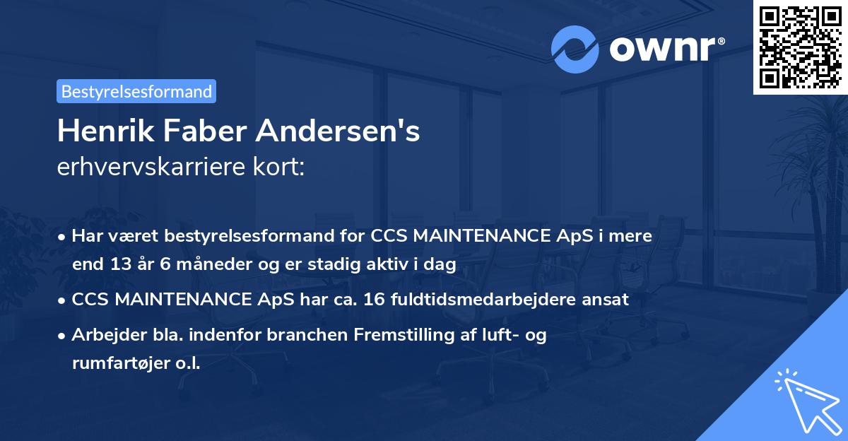 Henrik Faber Andersen's erhvervskarriere kort