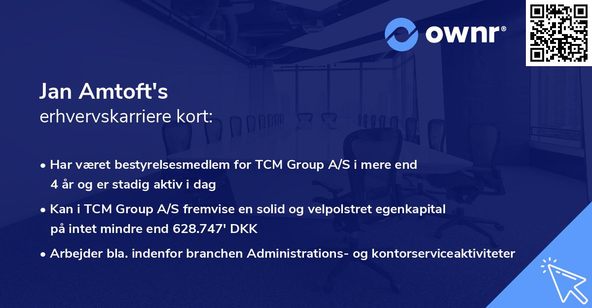 Jan Amtoft's erhvervskarriere kort