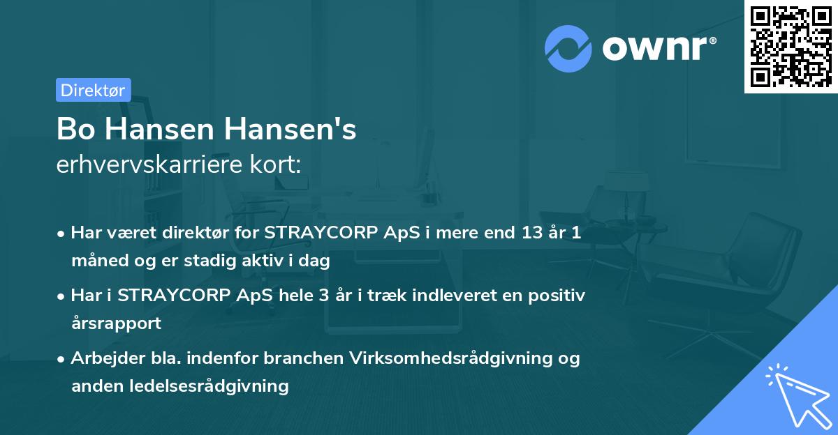 Bo Hansen Hansen's erhvervskarriere kort