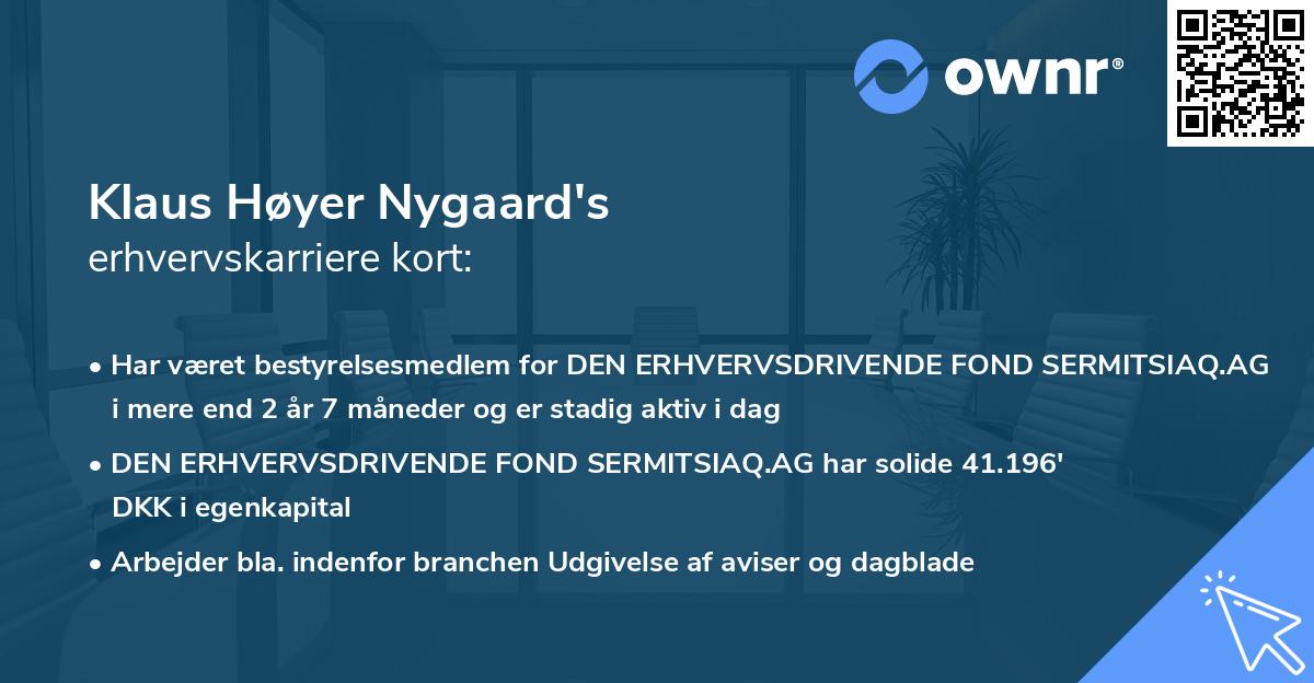 Klaus Høyer Nygaard's erhvervskarriere kort