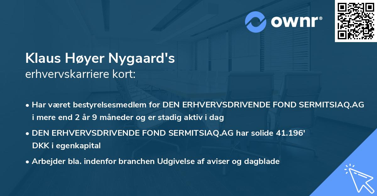 Klaus Høyer Nygaard's erhvervskarriere kort