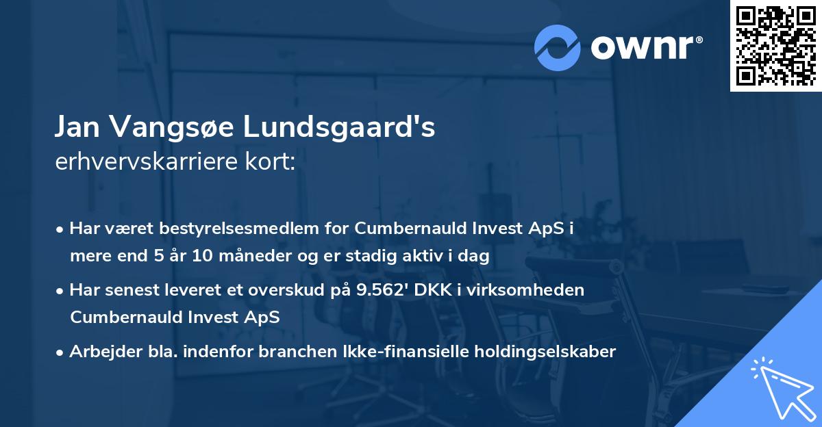 Jan Vangsøe Lundsgaard's erhvervskarriere kort
