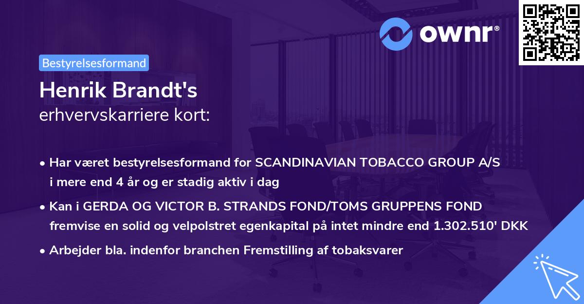 Henrik Brandt's erhvervskarriere kort