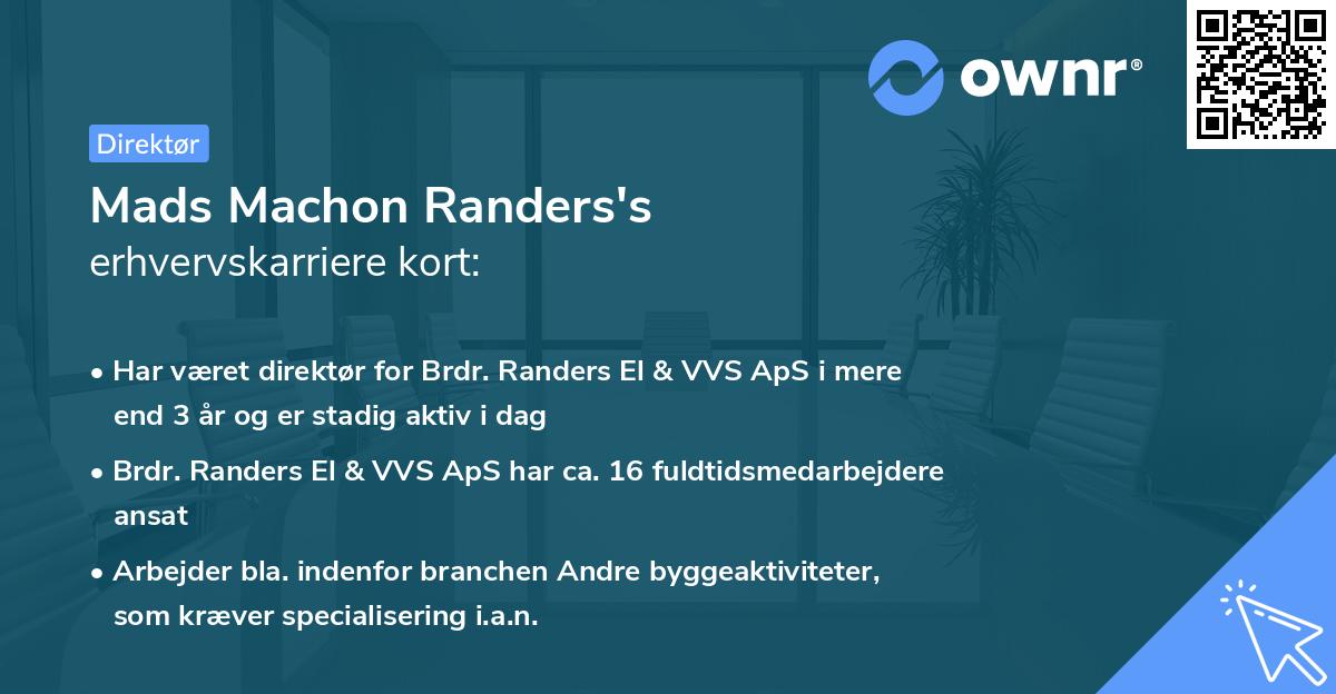 Mads Machon Randers's erhvervskarriere kort