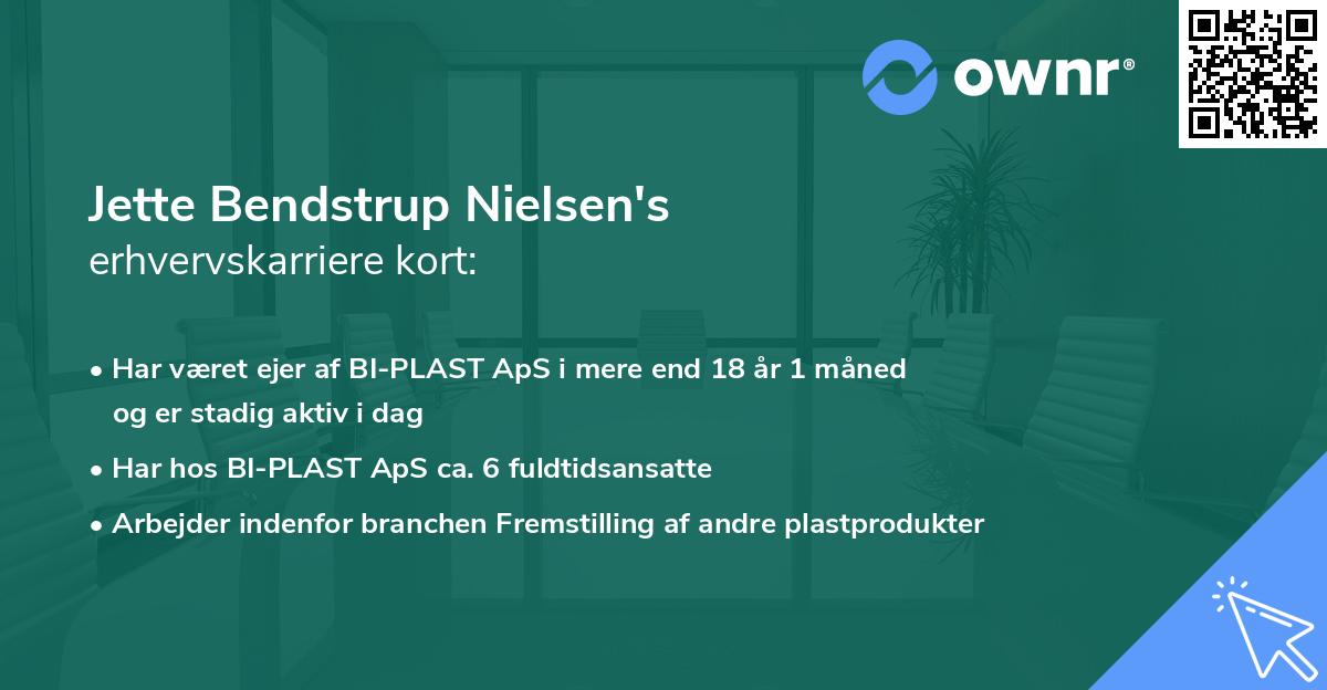 Jette Bendstrup Nielsen's erhvervskarriere kort
