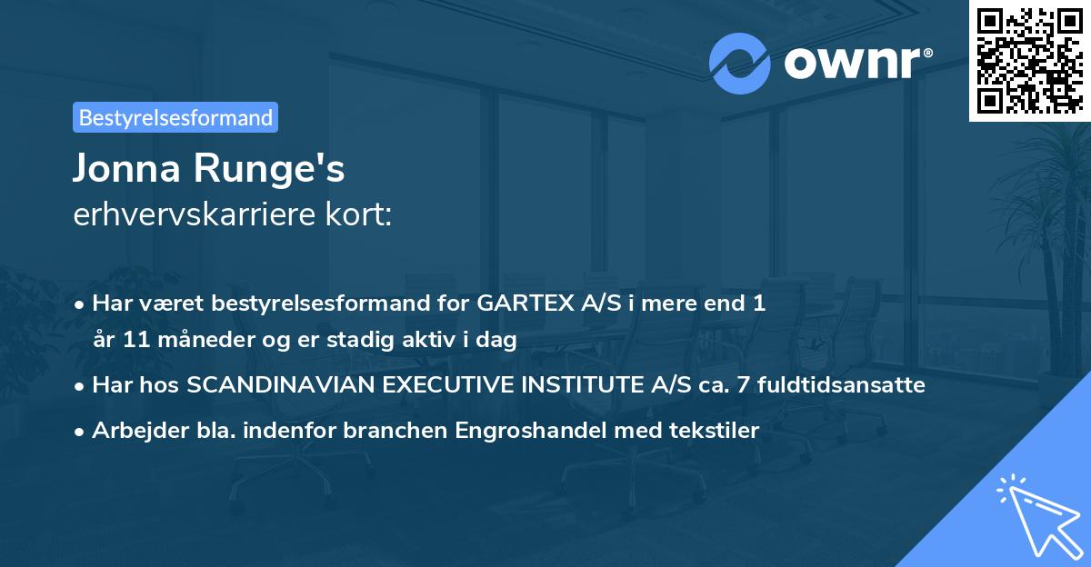 Jonna Runge's erhvervskarriere kort