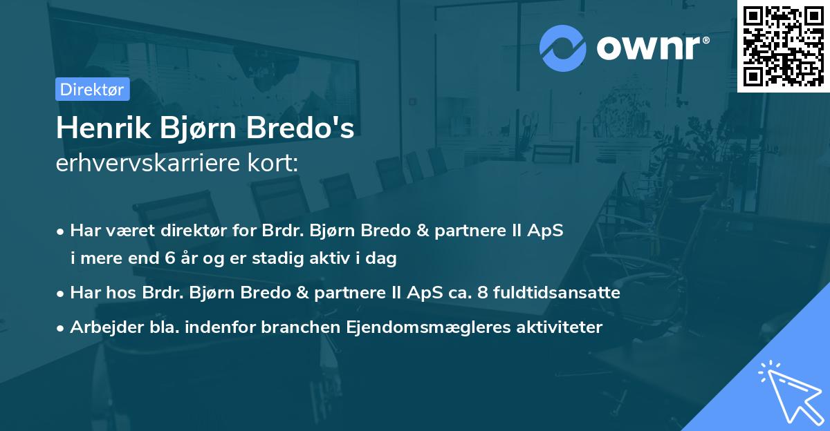 Henrik Bjørn Bredo's erhvervskarriere kort