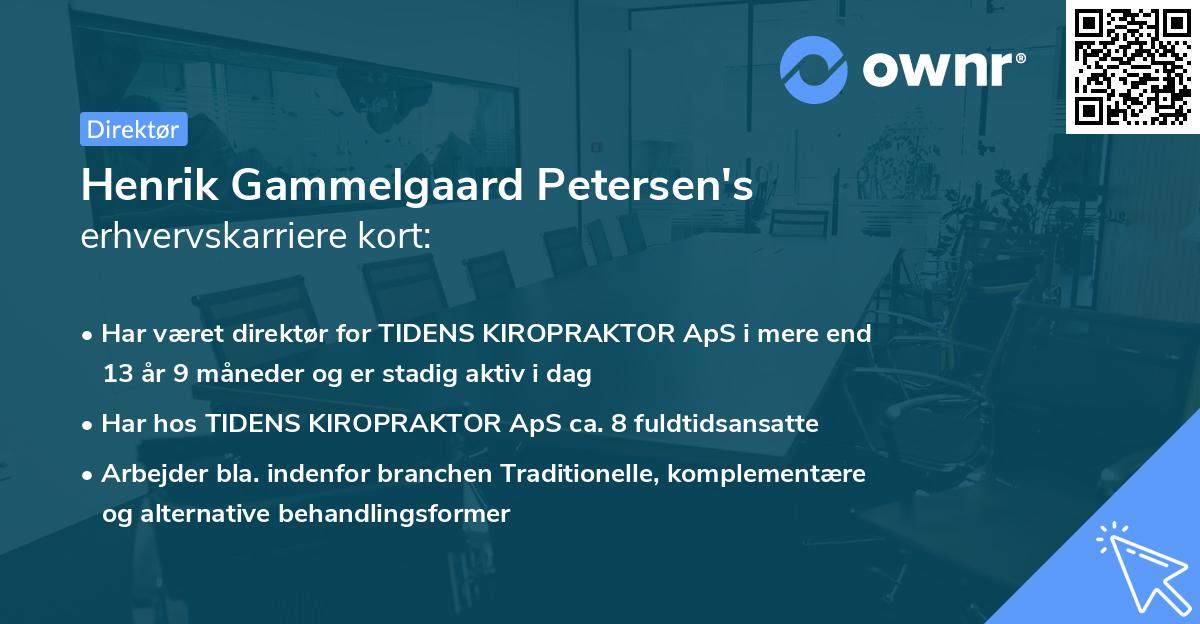 Henrik Gammelgaard Petersen's erhvervskarriere kort
