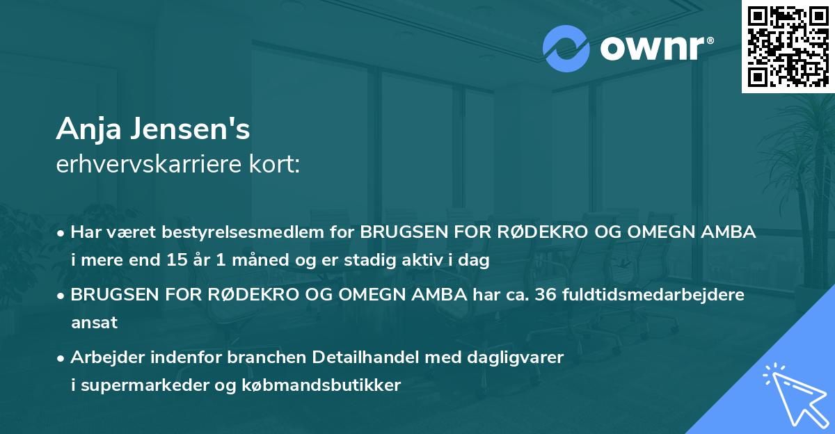 Anja Jensen's erhvervskarriere kort