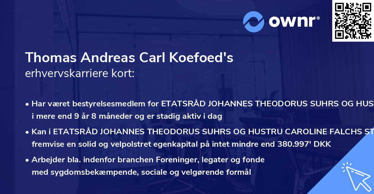 Thomas Andreas Carl Koefoed's erhvervskarriere kort