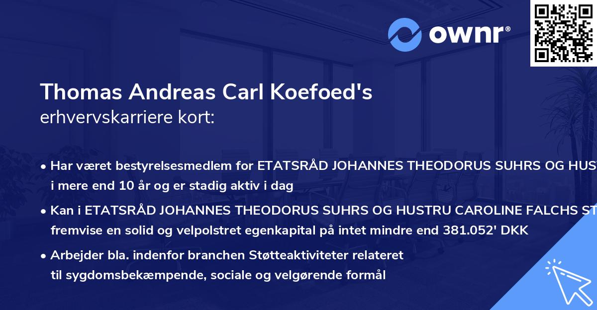 Thomas Andreas Carl Koefoed's erhvervskarriere kort