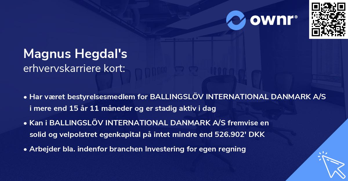 Magnus Hegdal's erhvervskarriere kort