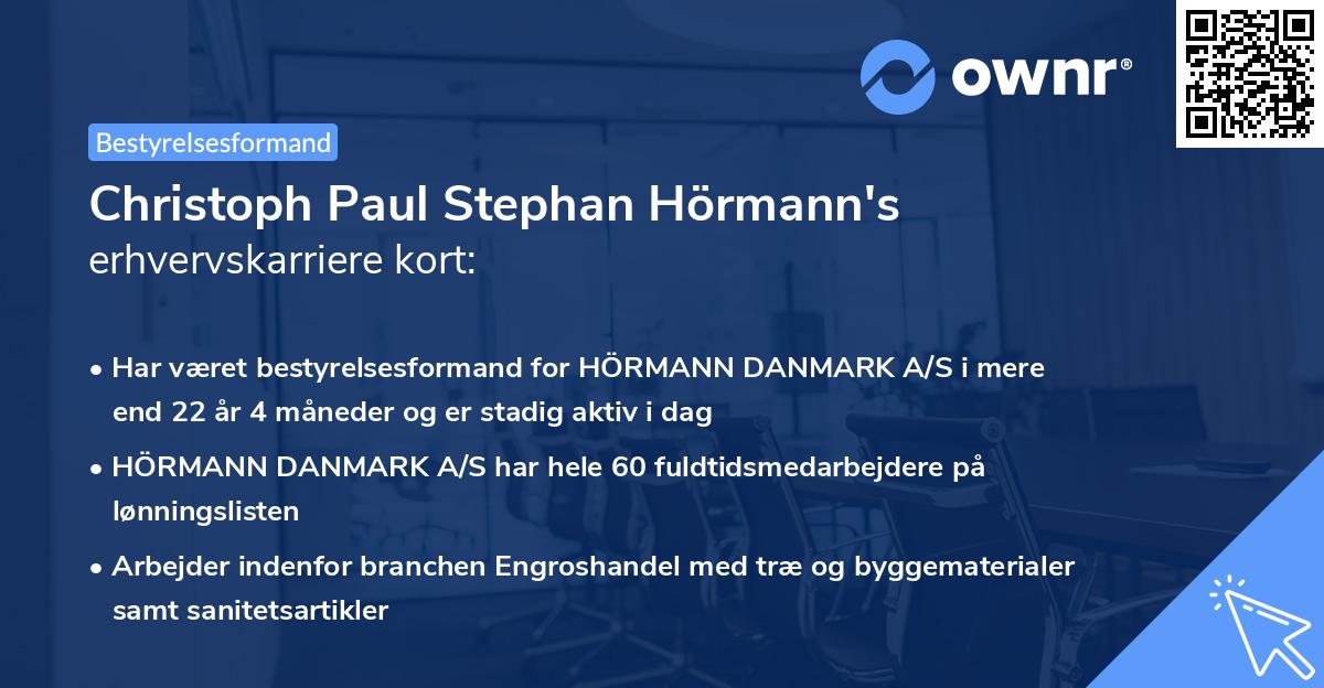 Christoph Paul Stephan Hörmann's erhvervskarriere kort