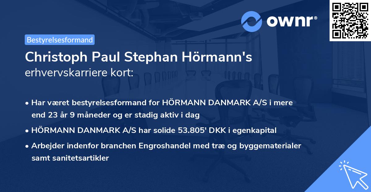 Christoph Paul Stephan Hörmann's erhvervskarriere kort