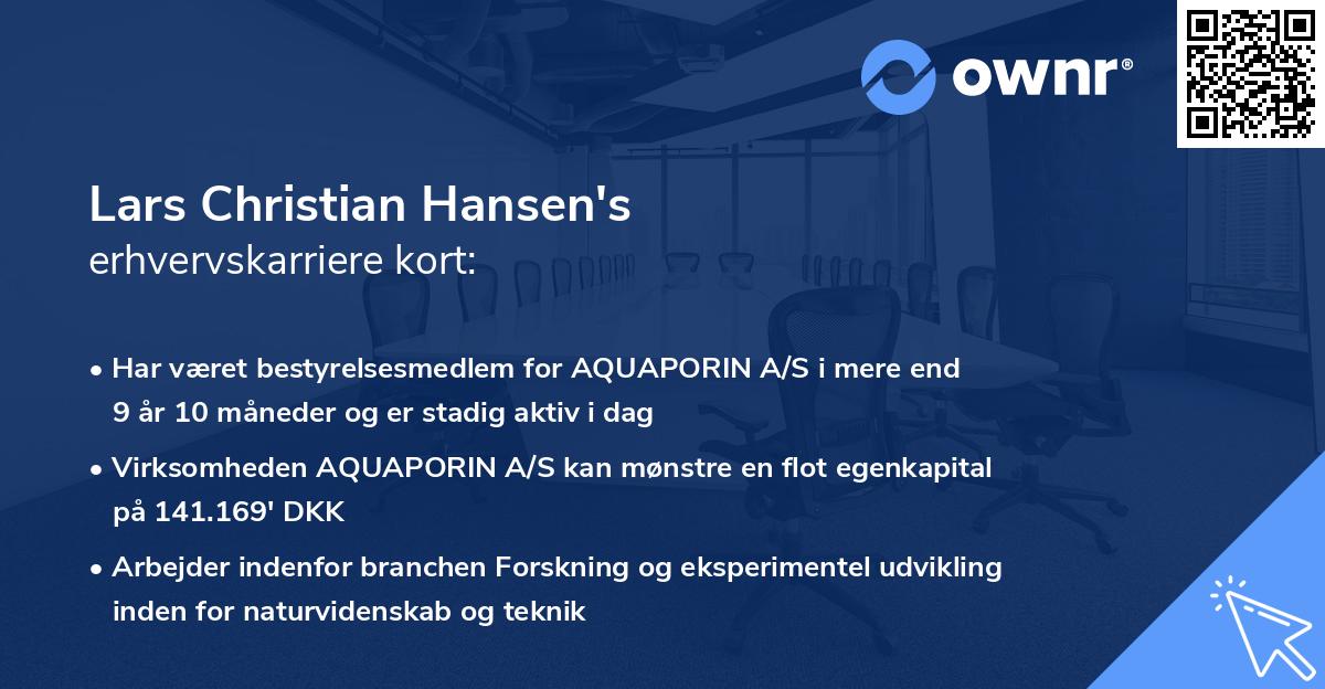 Lars Christian Hansen's erhvervskarriere kort