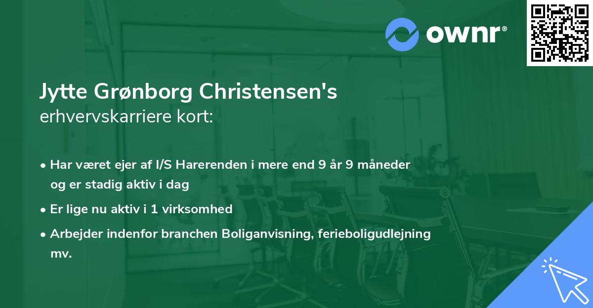 Jytte Grønborg Christensen's erhvervskarriere kort