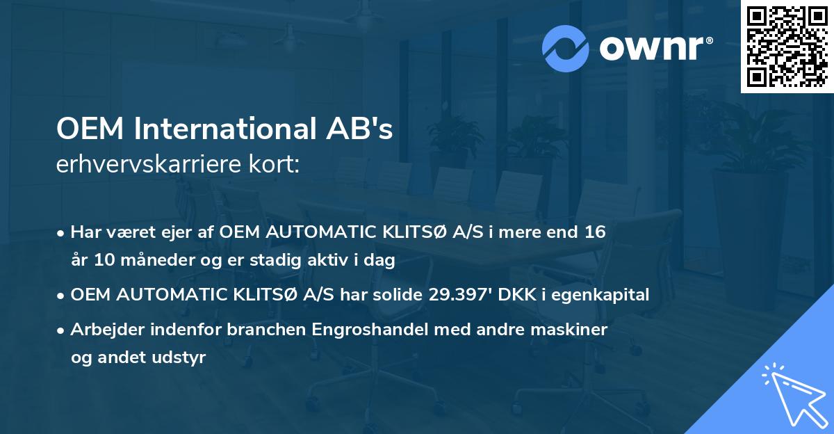 OEM International AB's erhvervskarriere kort