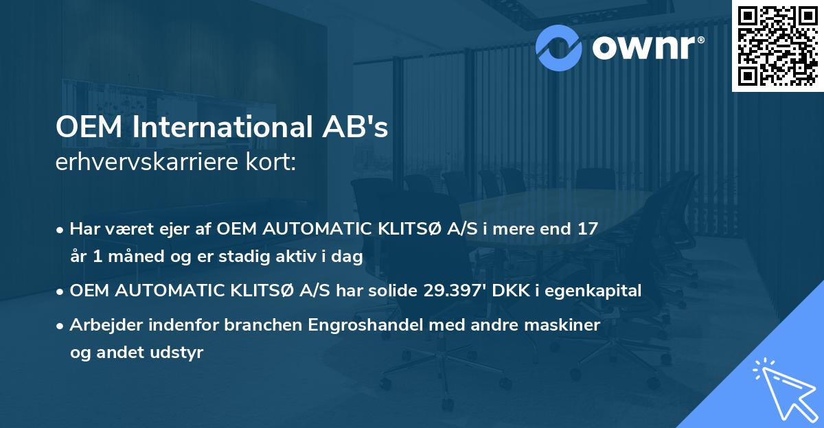 OEM International AB's erhvervskarriere kort