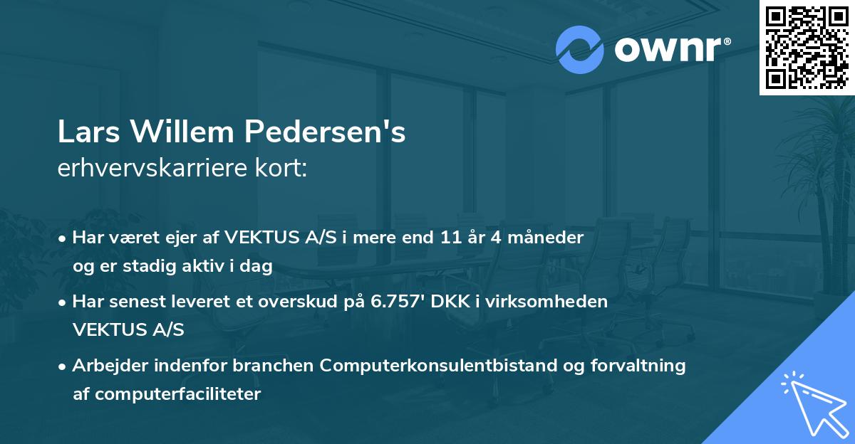 Lars Willem Pedersen's erhvervskarriere kort