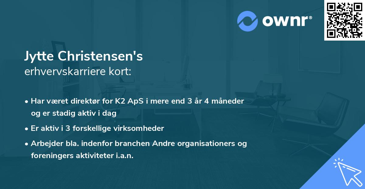 Jytte Christensen's erhvervskarriere kort