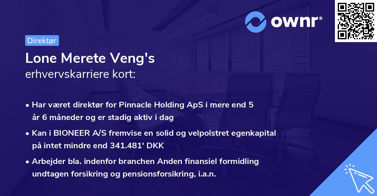 Lone Merete Veng's erhvervskarriere kort