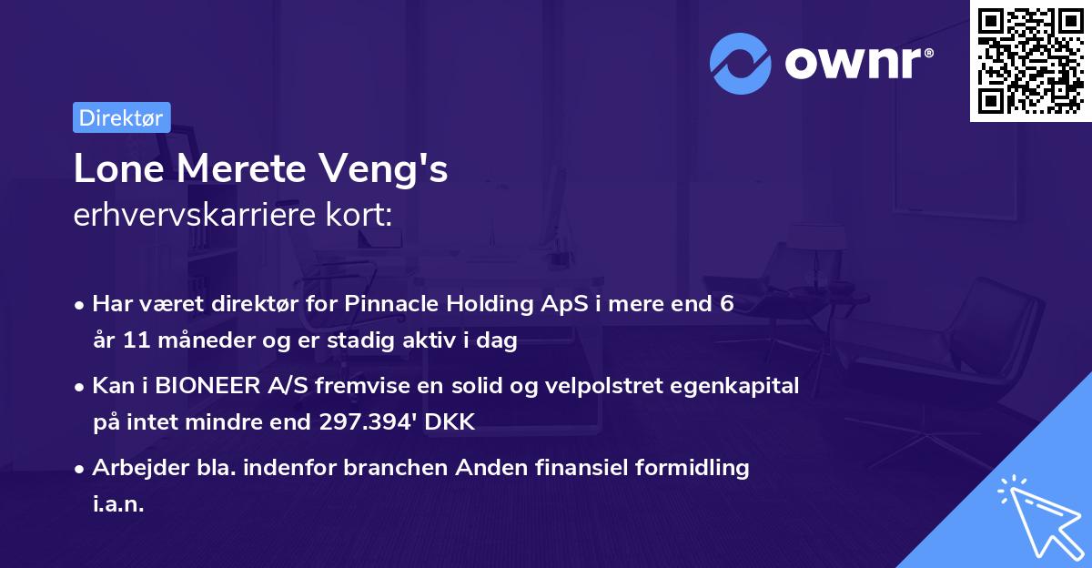 Lone Merete Veng's erhvervskarriere kort