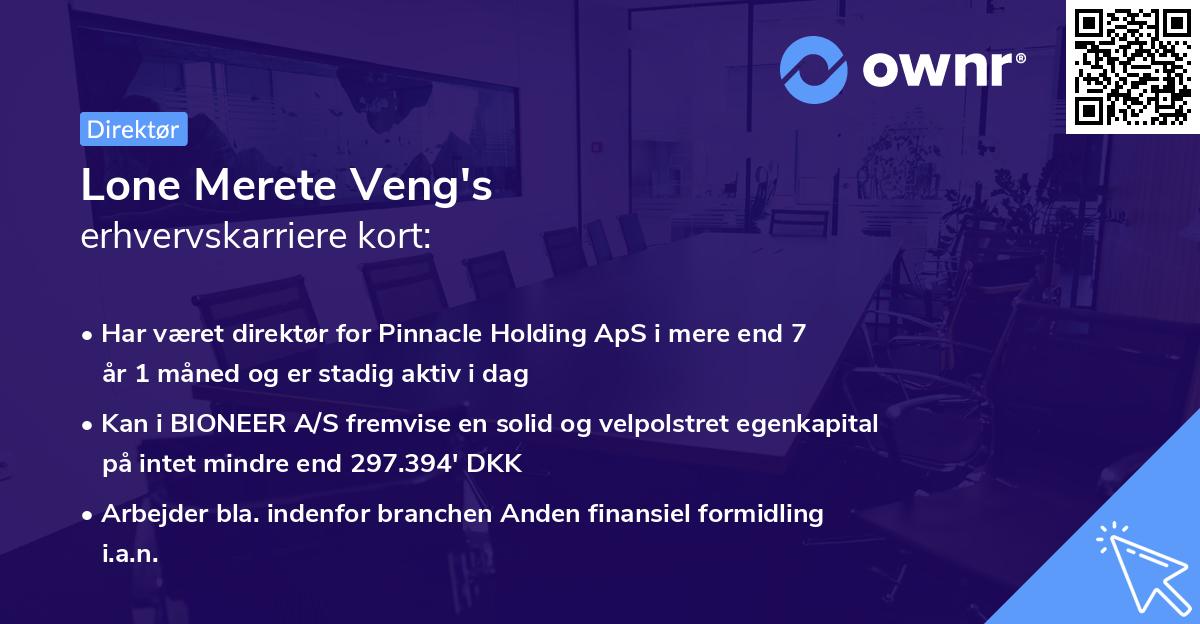 Lone Merete Veng's erhvervskarriere kort