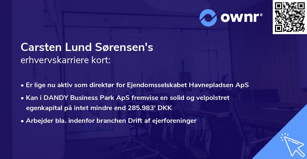 Carsten Lund Sørensen's erhvervskarriere kort