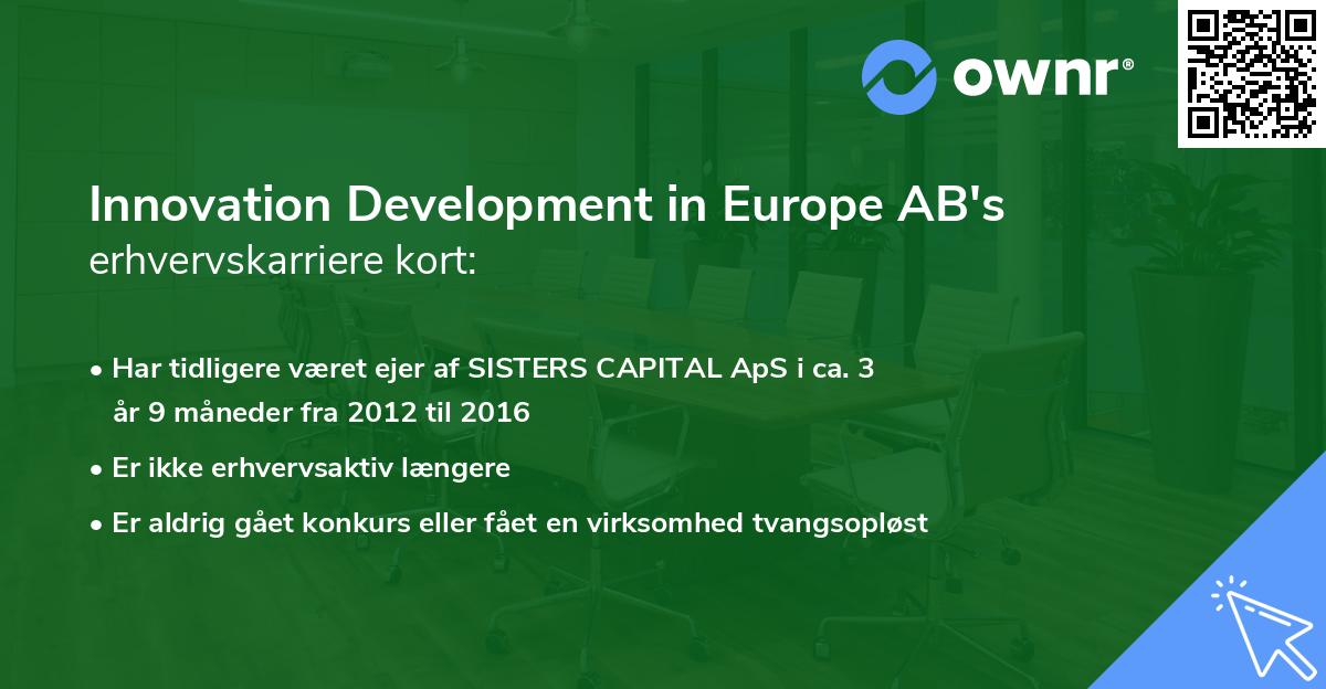Innovation Development in Europe AB's erhvervskarriere kort