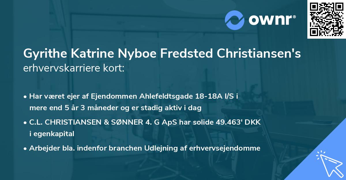 Gyrithe Katrine Nyboe Fredsted Christiansen's erhvervskarriere kort