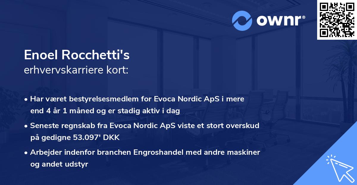 Enoel Rocchetti's erhvervskarriere kort