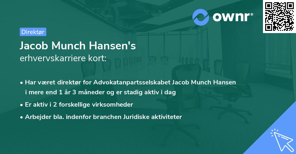 Jacob Munch Hansen's erhvervskarriere kort