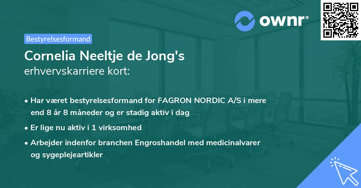 Cornelia Neeltje de Jong's erhvervskarriere kort
