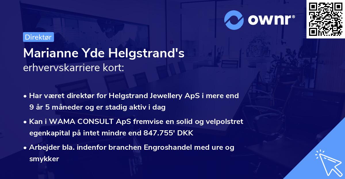 Marianne Yde Helgstrand's erhvervskarriere kort