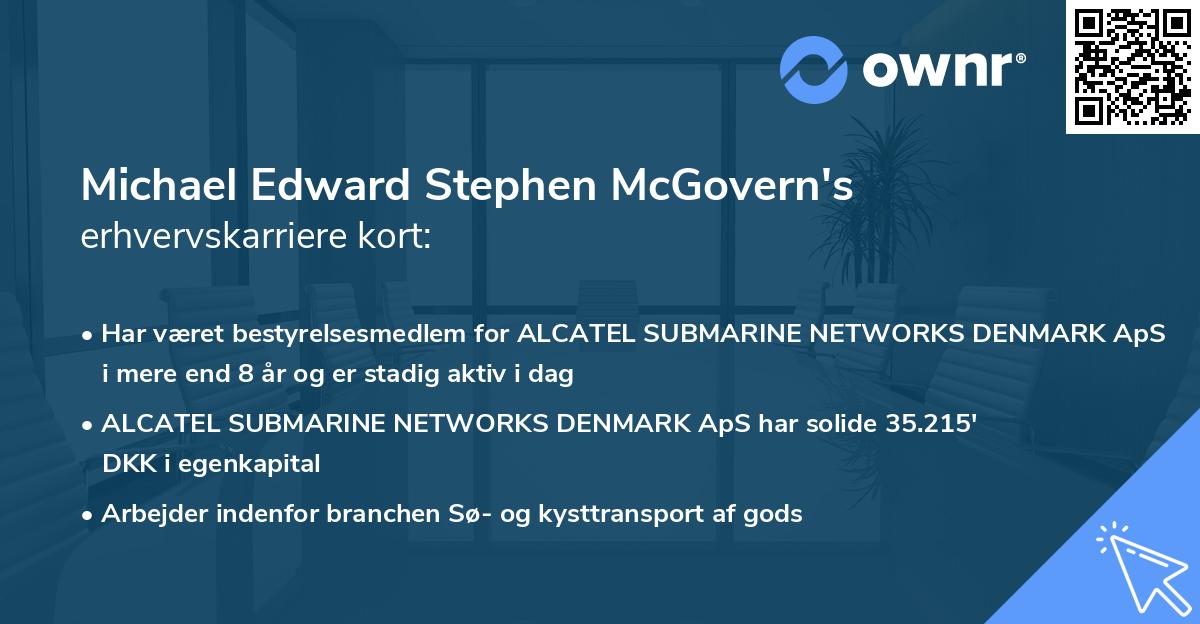 Michael Edward Stephen McGovern's erhvervskarriere kort