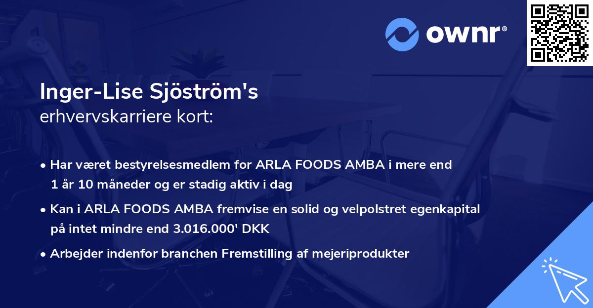 Inger-Lise Sjöström's erhvervskarriere kort