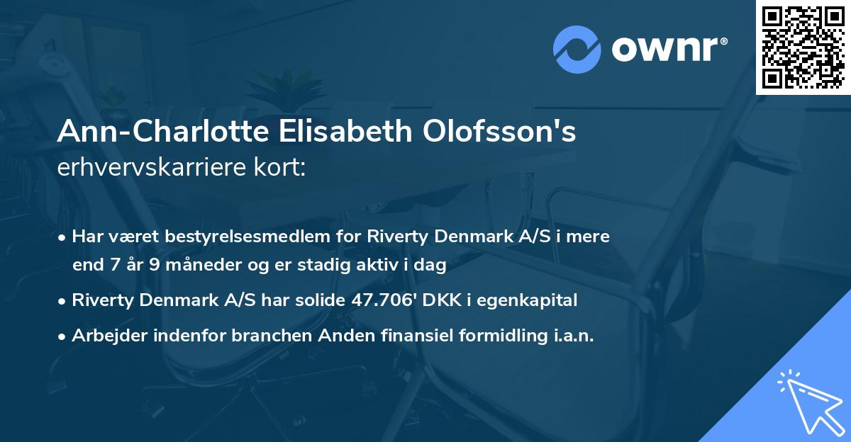 Ann-Charlotte Elisabeth Olofsson's erhvervskarriere kort