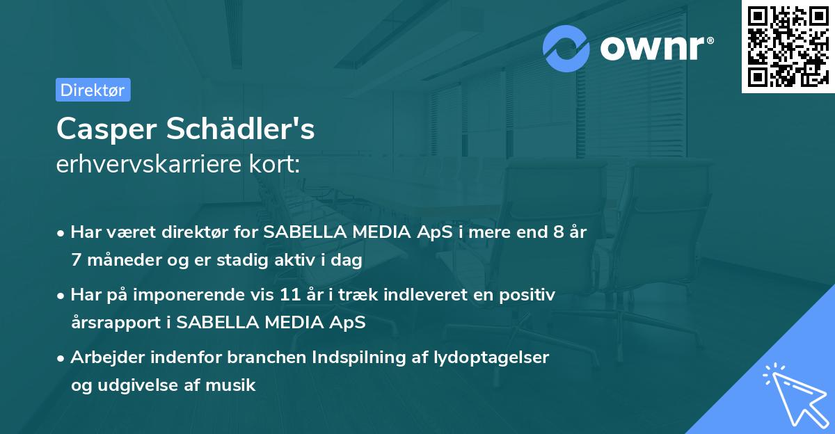Casper Schädler's erhvervskarriere kort