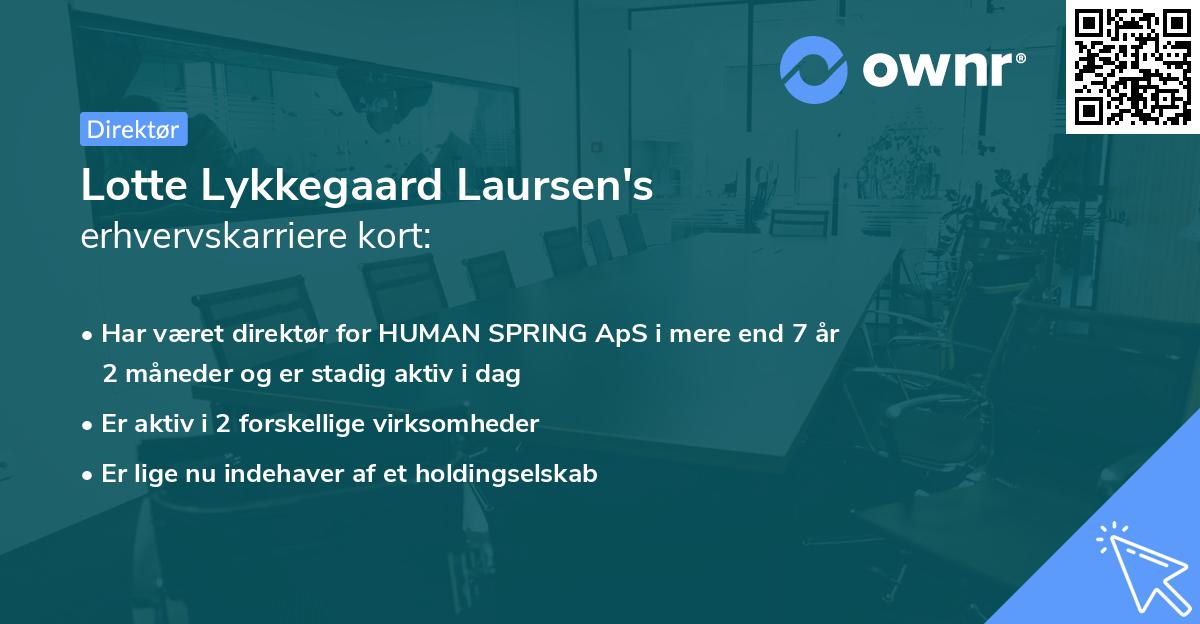 Lotte Lykkegaard Laursen's erhvervskarriere kort